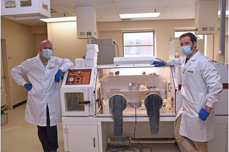 Dr. Jeremy Burton (left) and Brendan Daisley (right) are conducting research on microbiome-drug interactions at Lawson Health Research Institute and Western University Credit: Lawson Health Research Institute