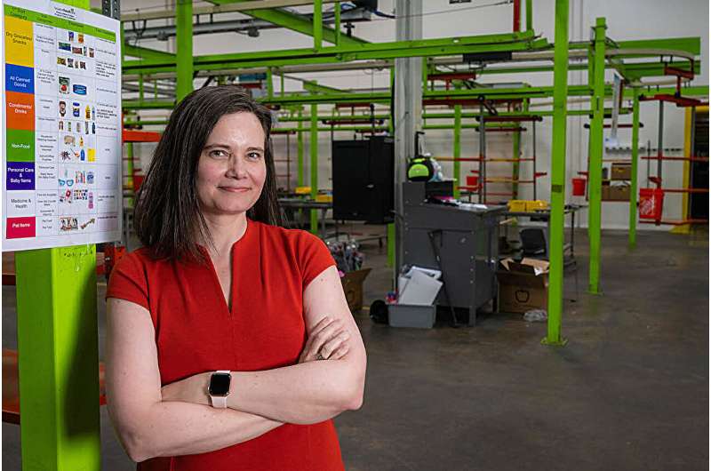 Rachel Kimbro, one of the study's lead authors, at the Houston Food Bank.  Credit: Rice University