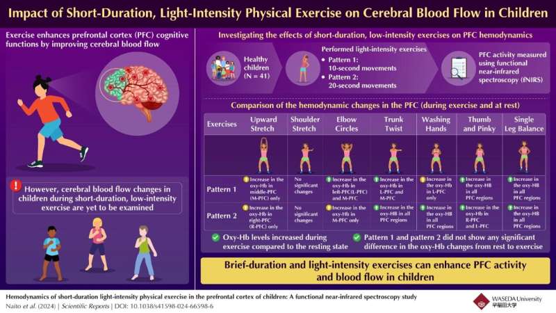 Short-duration, light-intensity exercises improve cerebral blood flow in children, research reveals