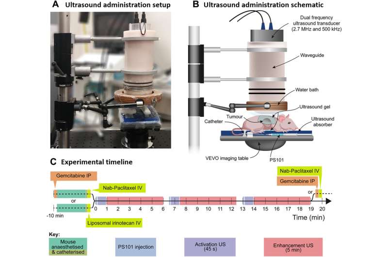 Ultrasound activated microbubbles enhance the activity of standard of care therapeutics in pancreatic cancer