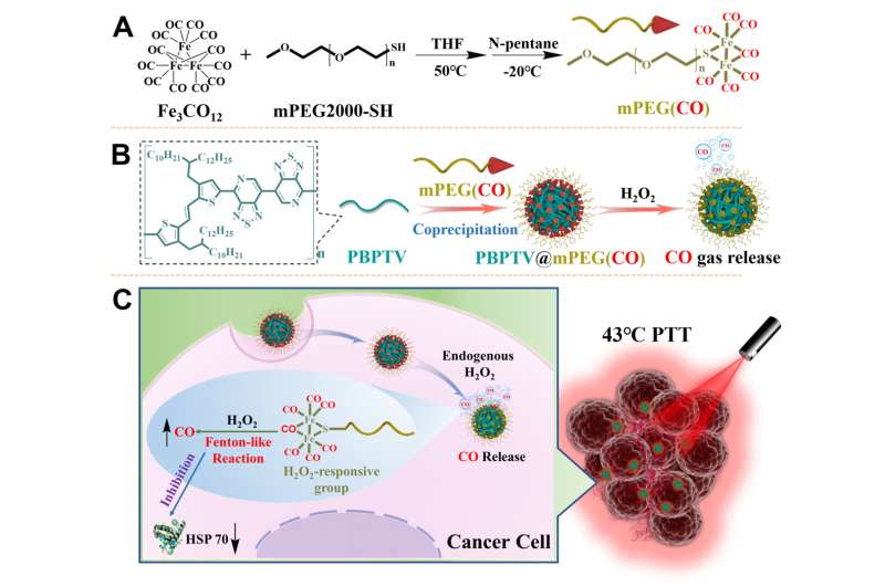 Carbon oxide gas boosts photothermal therapy under mild temperature