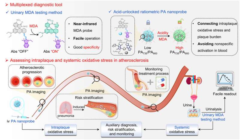 Diagnosing atherosclerosis with an oxidative stress biomarker triggered multiplexed instrument