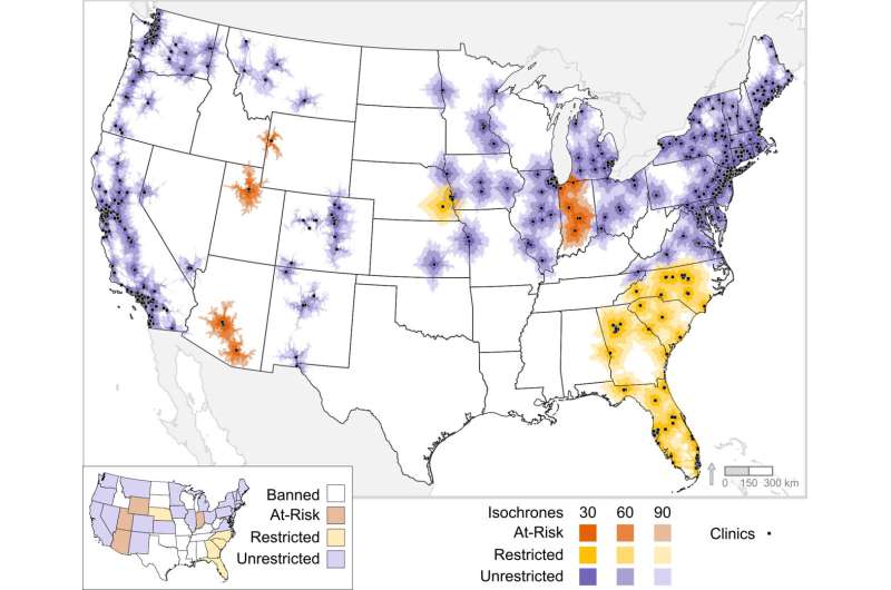 Abortion facility access means long drives for 41.8% of women