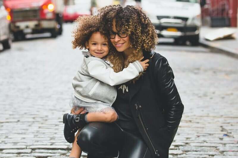 black mother with baby