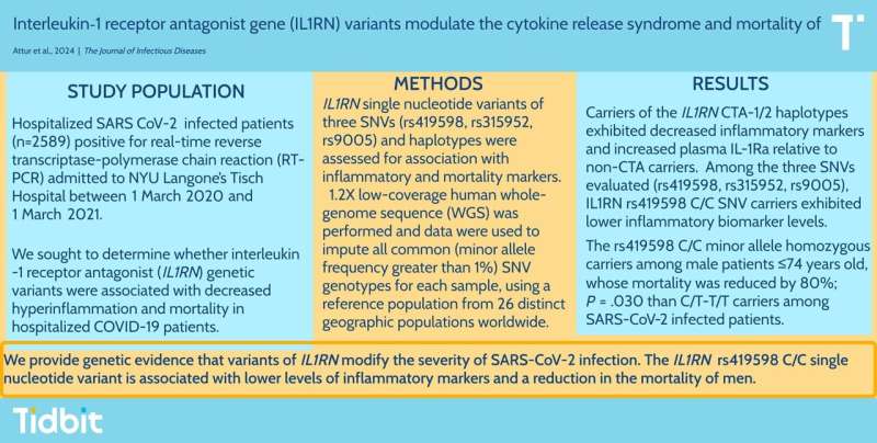 Study links key gene to protection from severe illness and death from COVID infections in men under age 75 