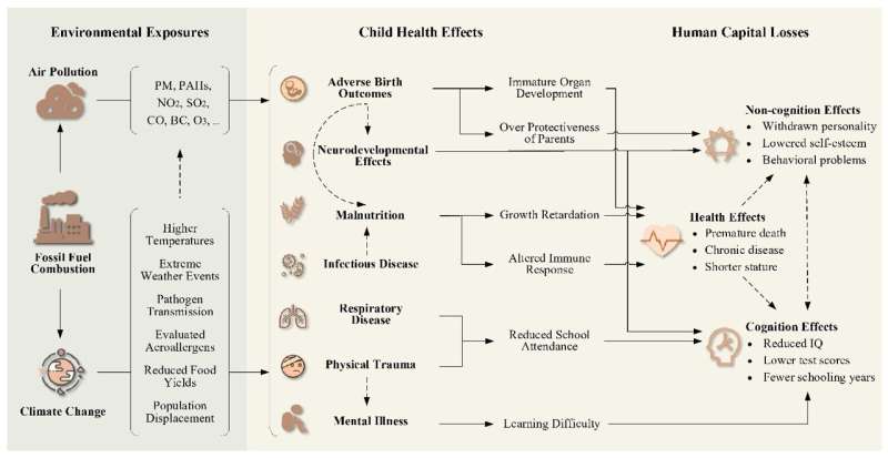 Unveiling the toll of fossil fuel combustion on children's health and subsequent human capital loss