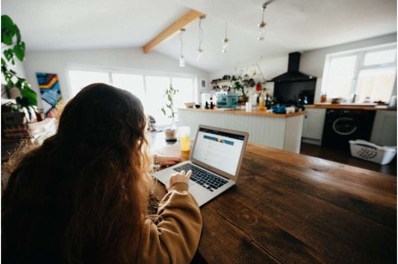 teen using computer