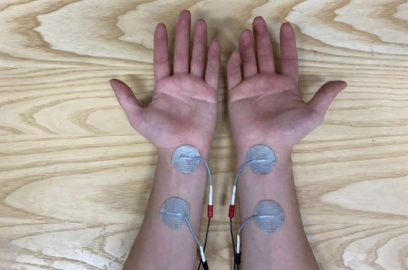 Electrical stimulation on wrist can sway hand choice and possibly aid rehabilitation